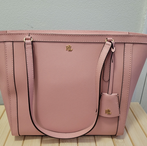 Lauren Ralph Lauren medium pink leather tote - like new - Picture 2 of 13